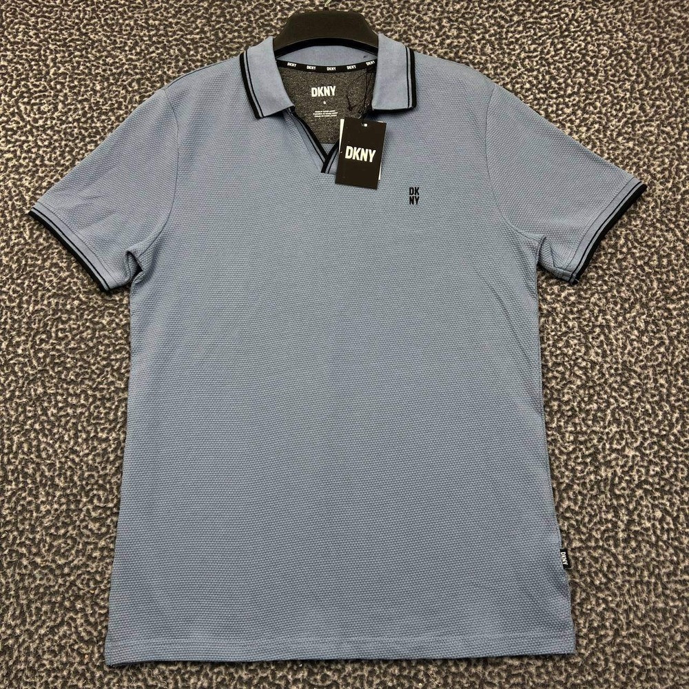 DKNY Polo Shirt Men Small Blue Short Sleeve Collared New S